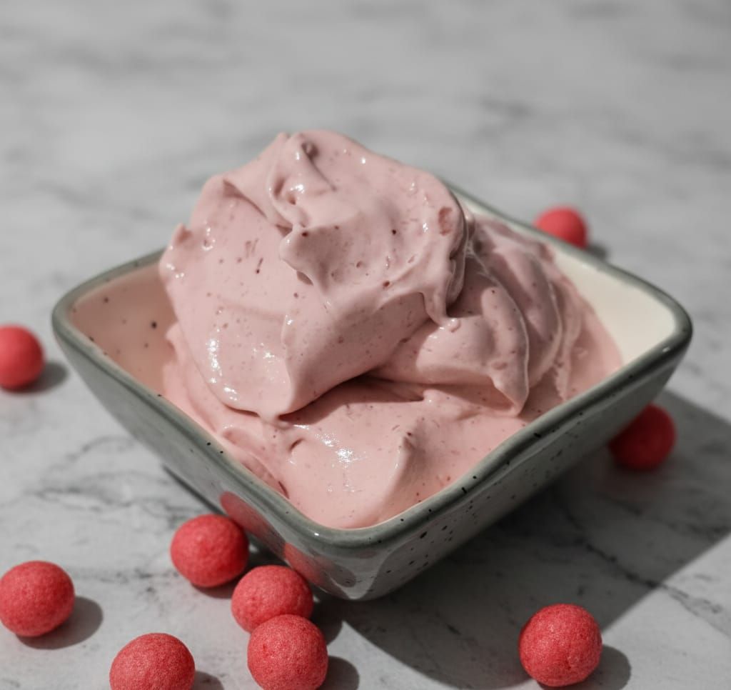 מתכון לגלידת חלבון במבה אדומה